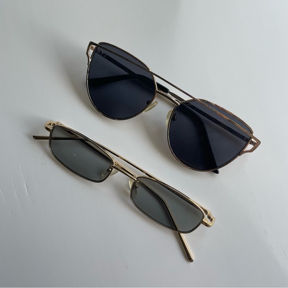 Aldo Accessories - Sunglasses Bundles - Mini Rectangle Gold + Aldo Gold Frame Cateye